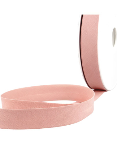 Folded bias binding in all old pink textiles by the meter made in France
