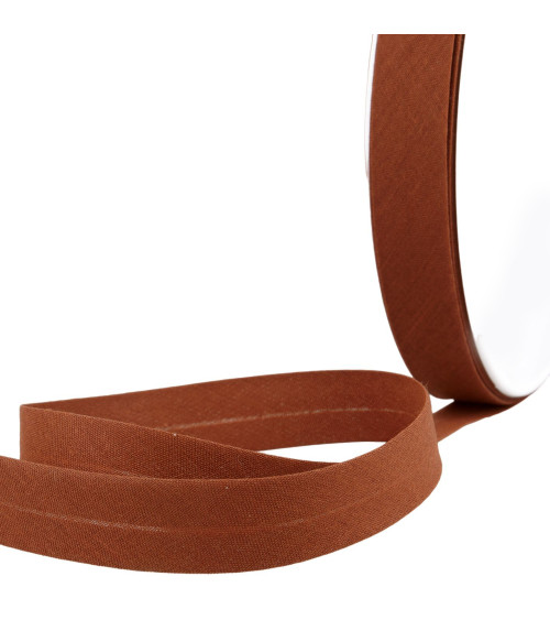 Folded bias all brown rust textile per meter made in France