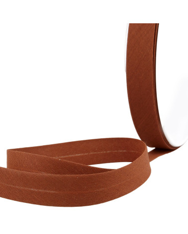 Folded bias all brown rust textile per meter made in France