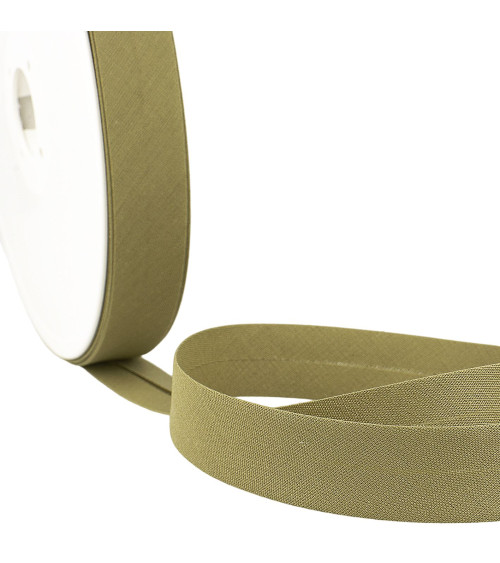 Folded bias all khaki textile per meter made in France
