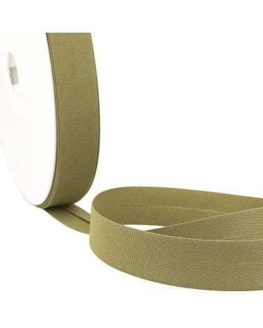 Folded bias all khaki textile per meter made in France