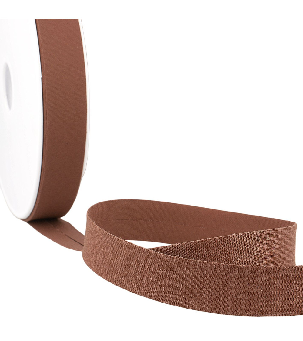 Folded bias all brown textile per meter made in France