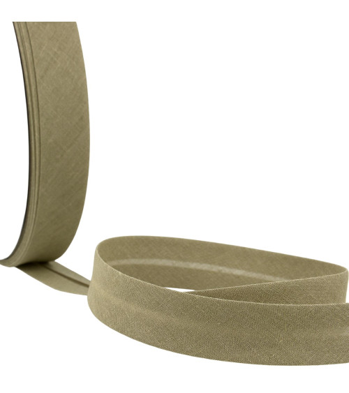 Folded bias all khaki textile per meter made in France