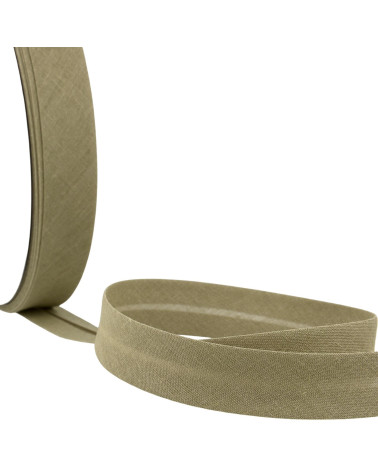 Folded bias all khaki textile per meter made in France
