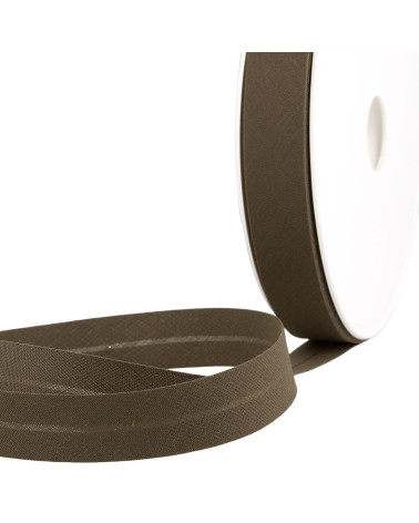 Folded bias all dark khaki textile per meter made in France