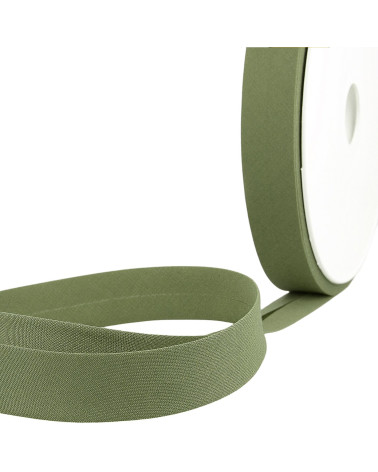 Folded bias all asparagus green textile by the meter made in France