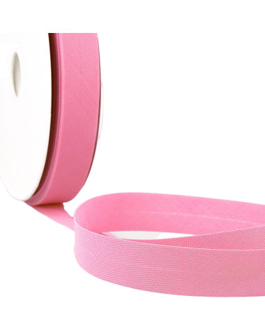 Folded bias all candy pink textile per meter made in France