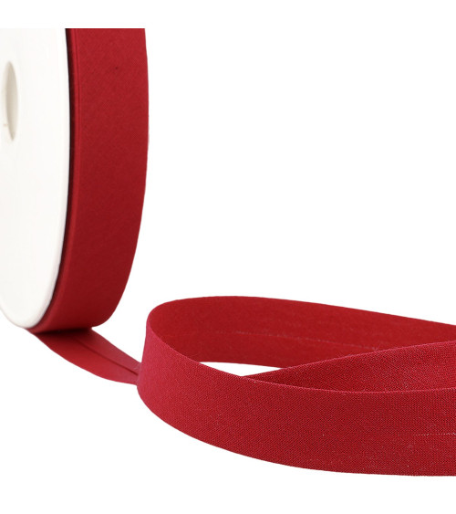 Folded bias binding all cherry red fabric per meter made in France