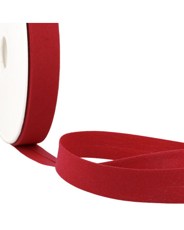 Gefaltetes Schrägband aus kirschrotem Stoff pro Meter, hergestellt in Frankreich