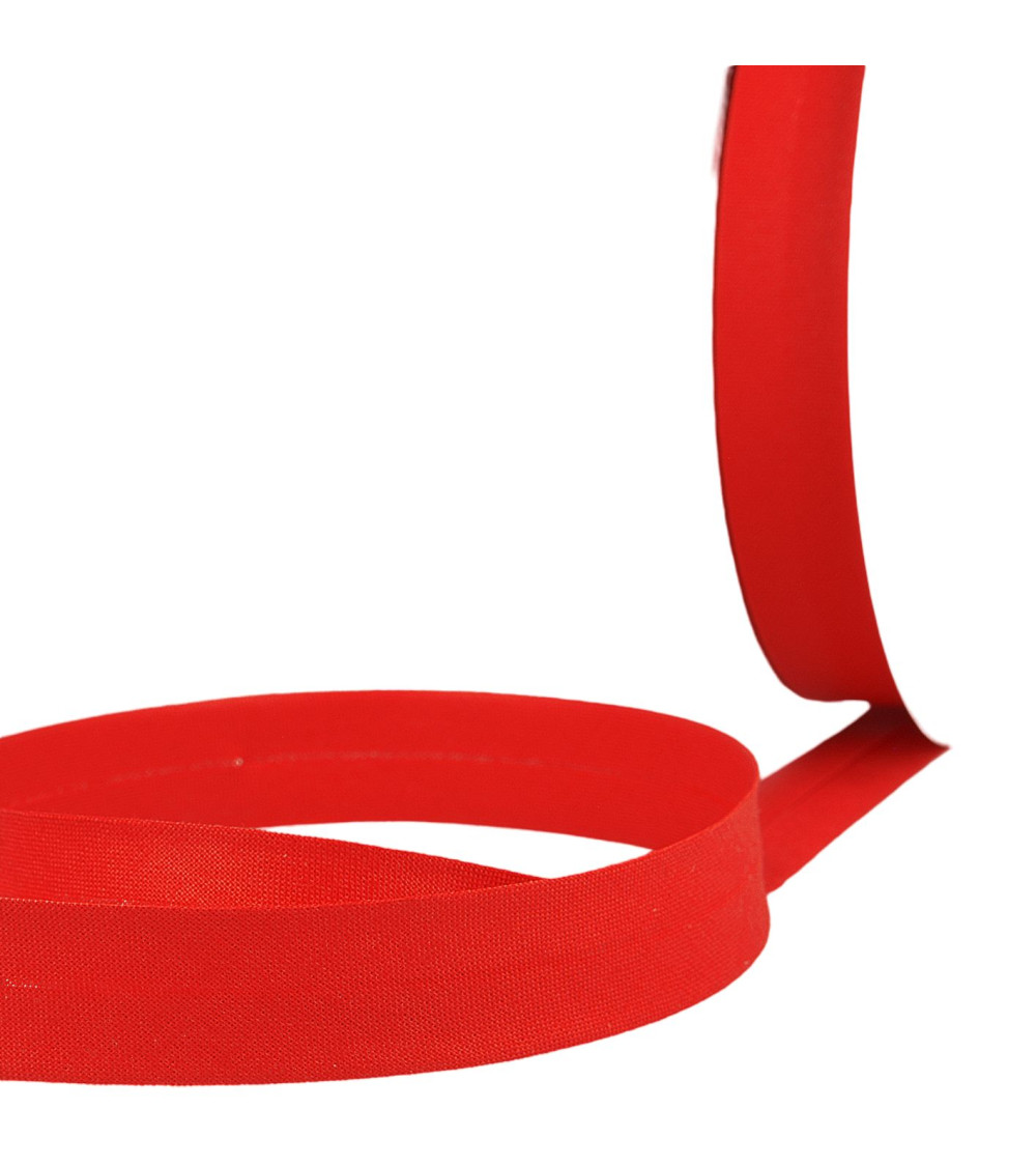 Folded bias binding all strawberry red fabric per meter made in France