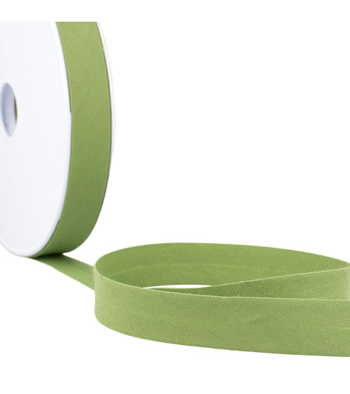 Folded bias binding all lichen green textile per meter made in France