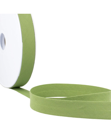Bies doblado todo textil verde liquen por metro hecho en Francia