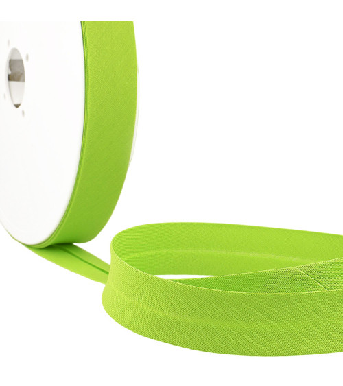 Folded bias all pistachio green textile per meter made in France