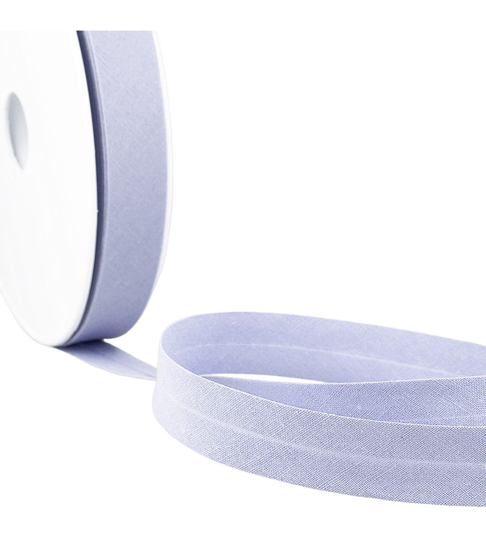 Folded bias all light blue gray textile per meter made in France