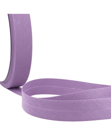 Gefaltetes Schrägband aus hellviolettem Textil pro Meter, hergestellt in Frankreich