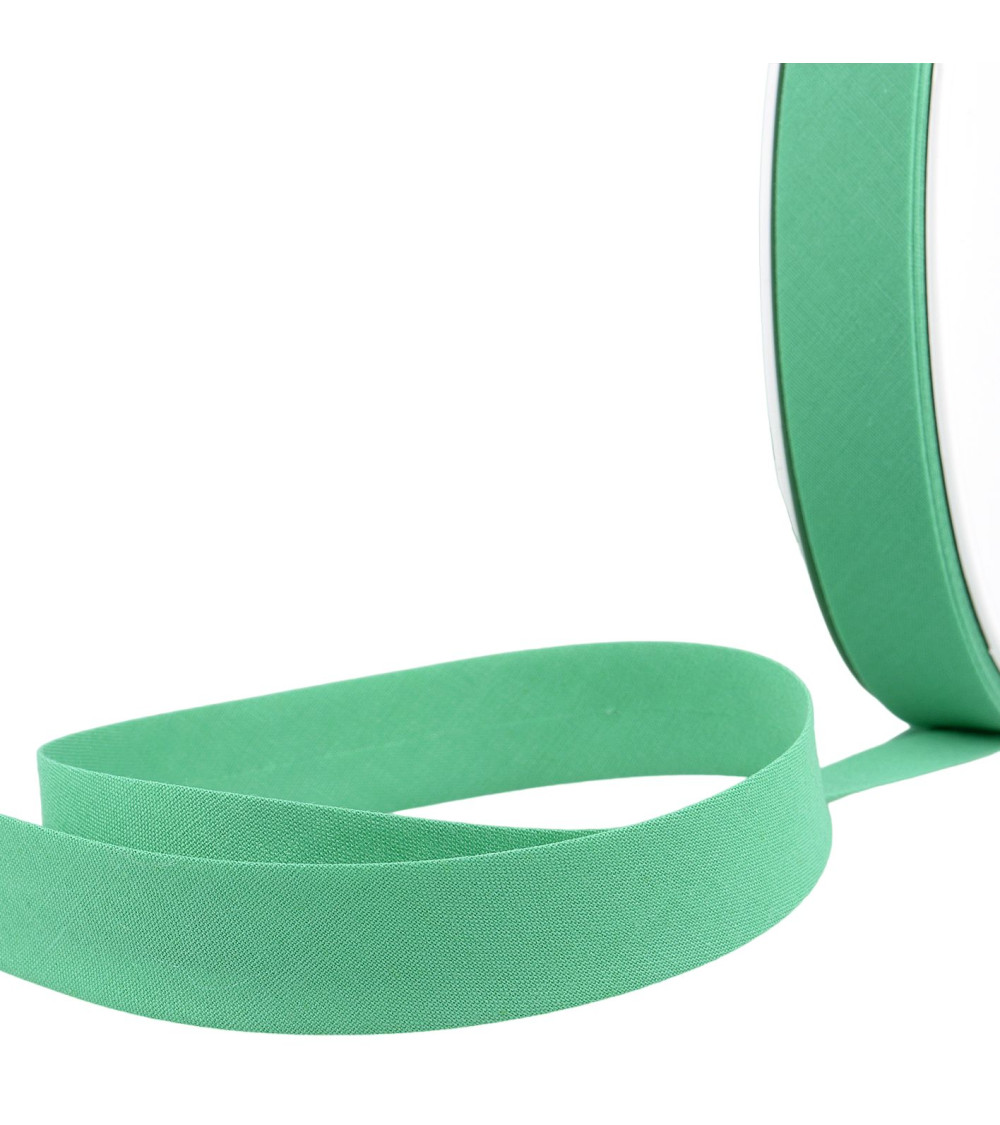 Folded bias all turquoise textile per meter made in France