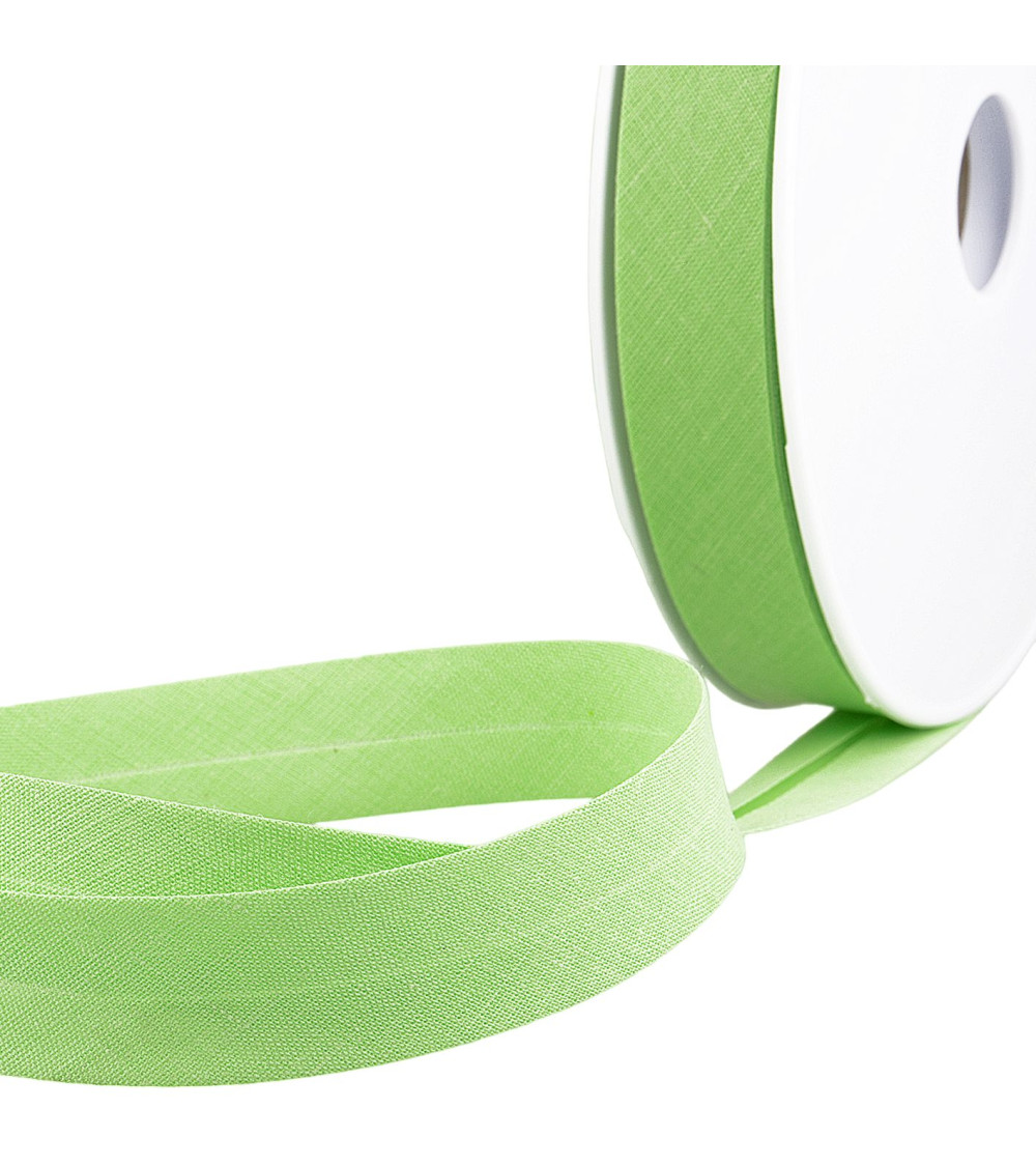 Folded bias all green textile per meter made in France