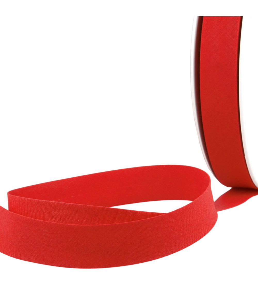 Folded bias all red textile per meter made in France