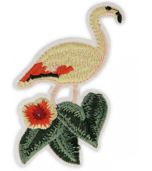 Large format iron-on patch Yellow Flamingo 6 x 10cm