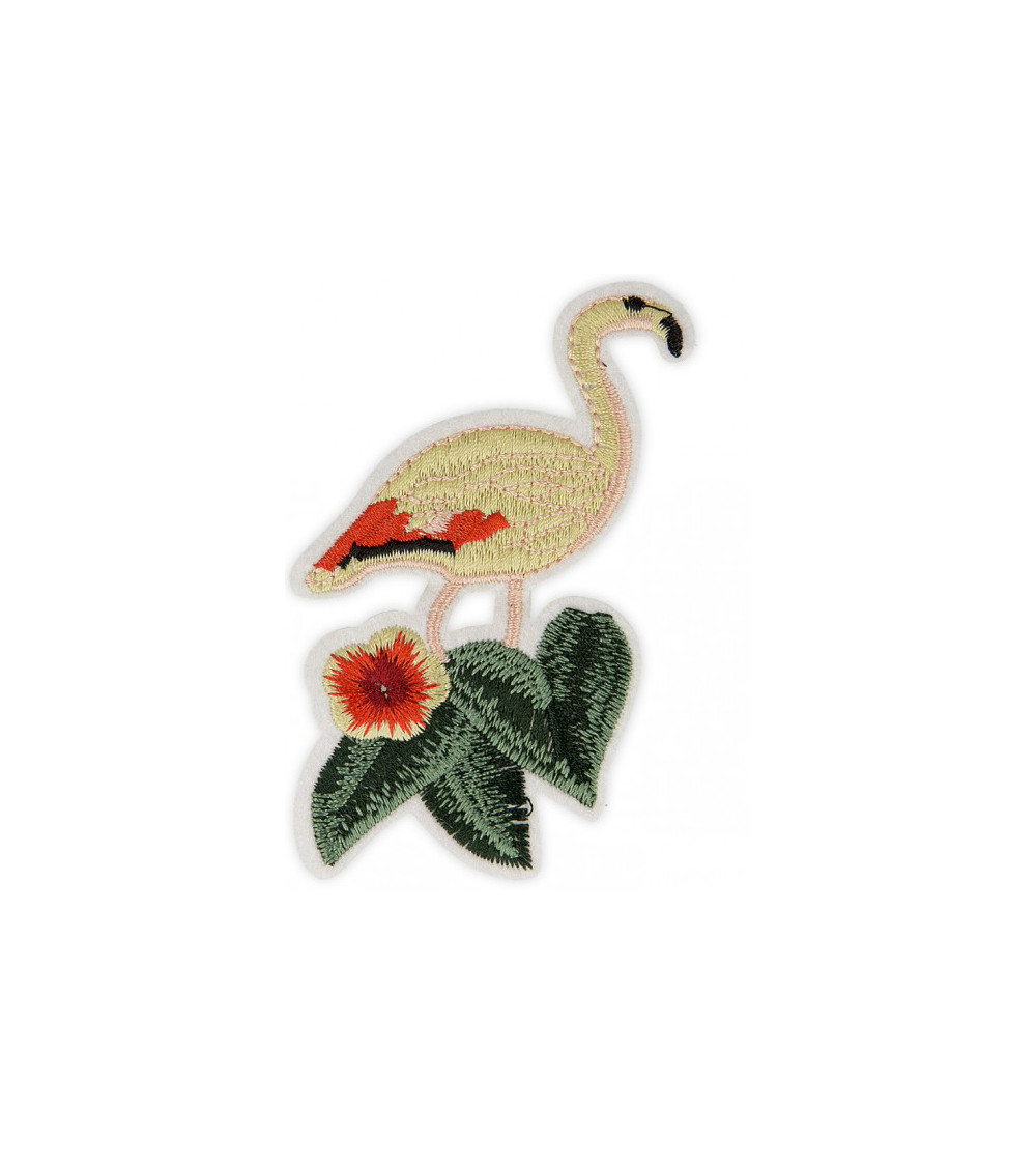 Large format iron-on patch Yellow Flamingo 6 x 10cm