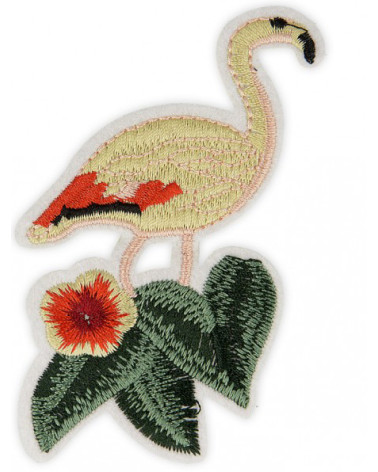 Large format iron-on patch Yellow Flamingo 6 x 10cm