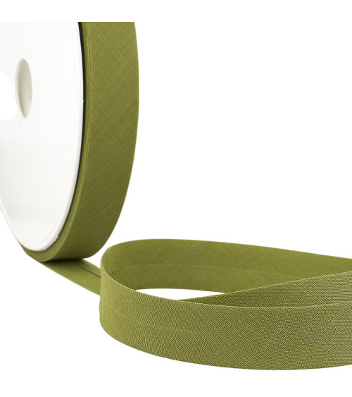 Folded bias all khaki textile per meter made in France