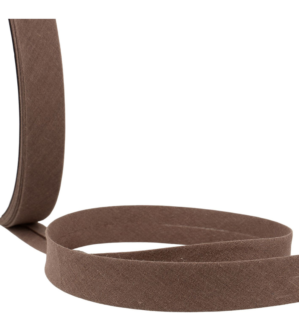 Folded bias all dark brown textile per meter made in France