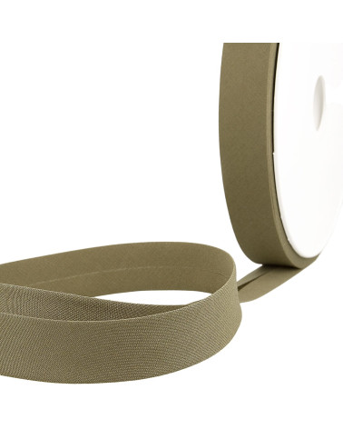 Folded bias all mahogany brown textile per meter made in France