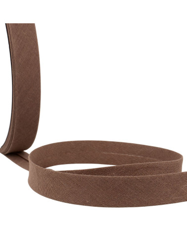 Folded bias all chocolate brown textile per meter made in France