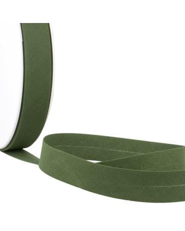 Folded bias all olive green textile per meter made in France