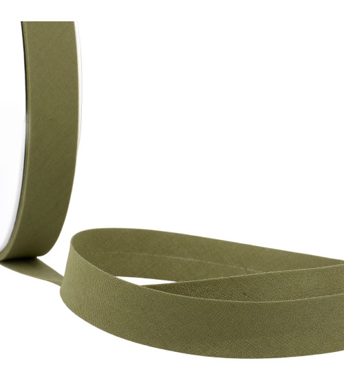 Folded bias all khaki textile per meter made in France