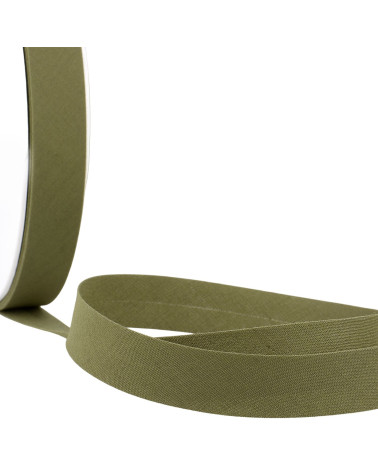 Folded bias all khaki textile per meter made in France