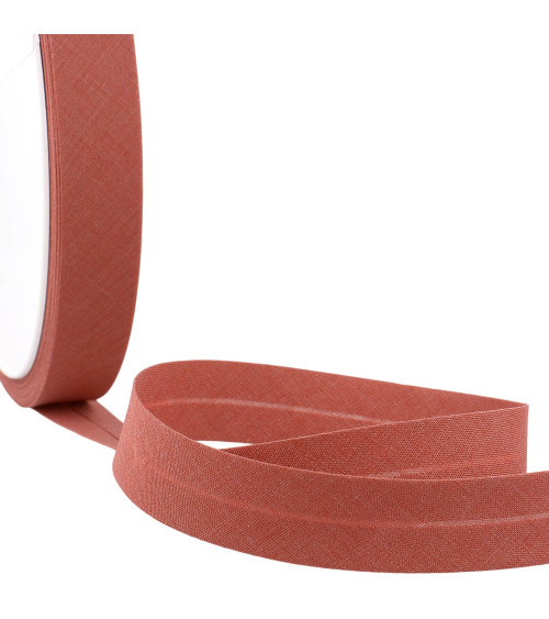 Folded bias binding all terracotta textiles per meter made in France