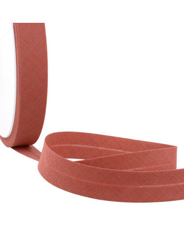 Folded bias binding all terracotta textiles per meter made in France