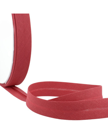 Folded bias all burgundy textile per meter made in France