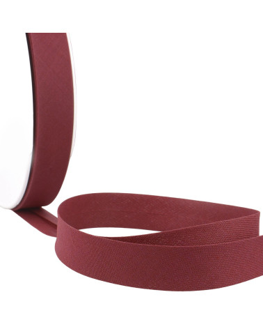 Folded bias all burgundy textile per meter made in France