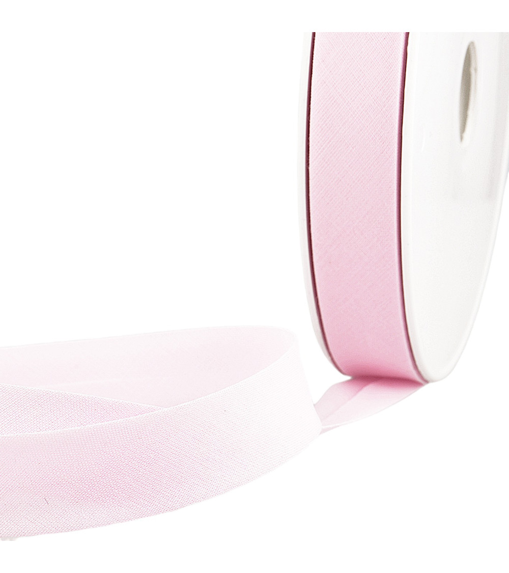 Light pink all-textile folded bias by the meter made in France