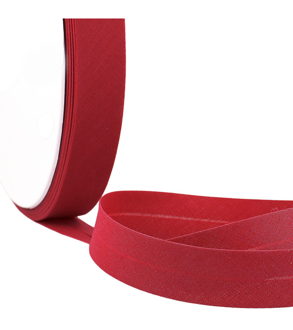 Folded bias all raspberry textile per meter made in France