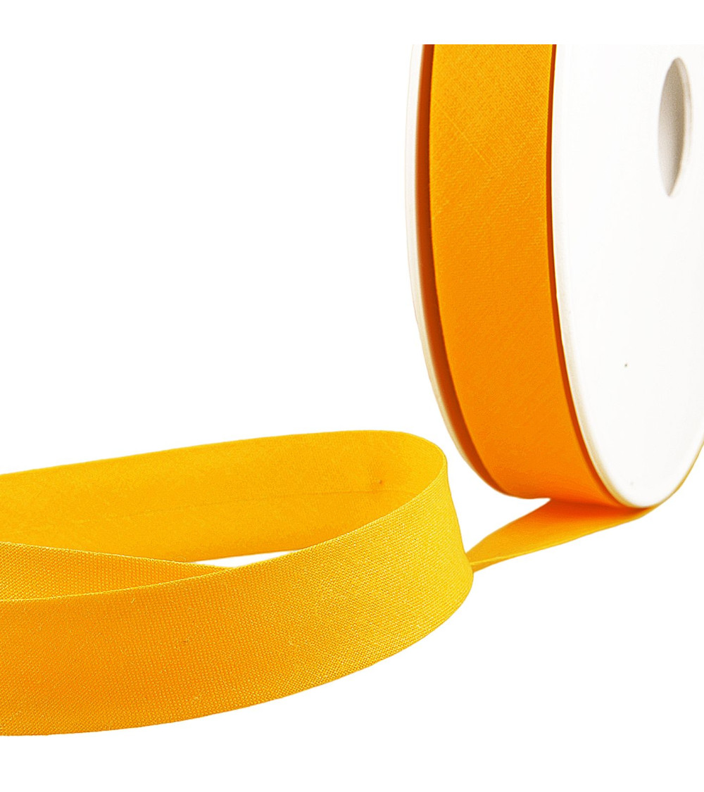 Folded bias binding for any lemon yellow textile per meter made in France