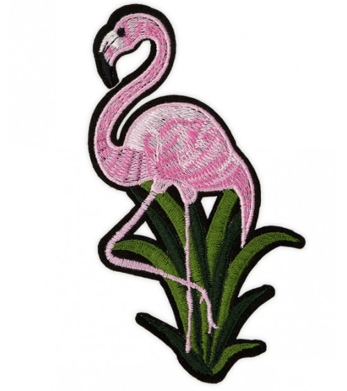 Large format iron-on patch Flamingo 7 x 13.5cm