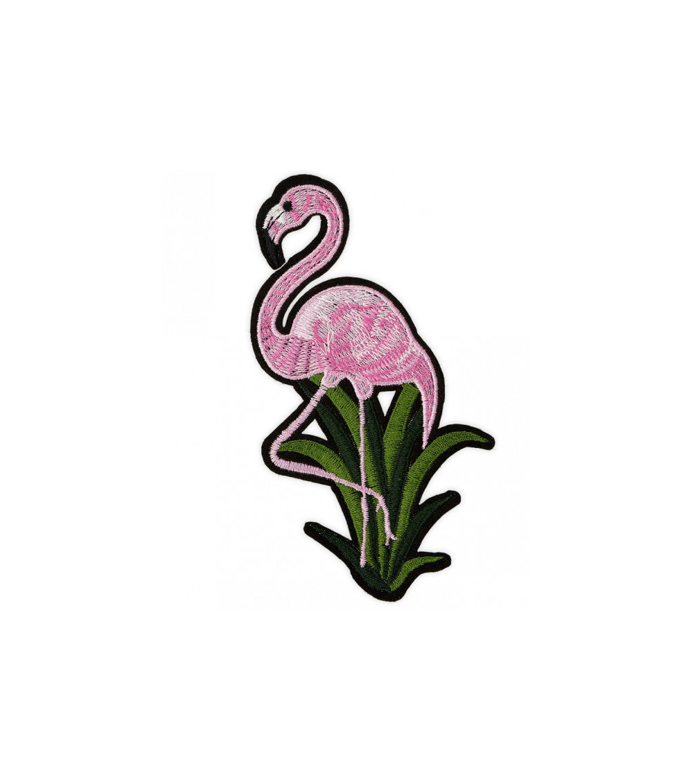 Large format iron-on badge Pink flamingo 7 x 13.5cm