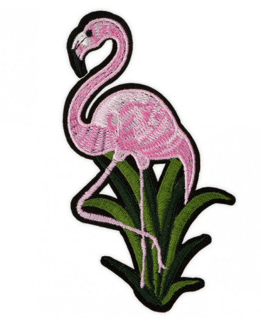 Large format iron-on badge Pink flamingo 7 x 13.5cm