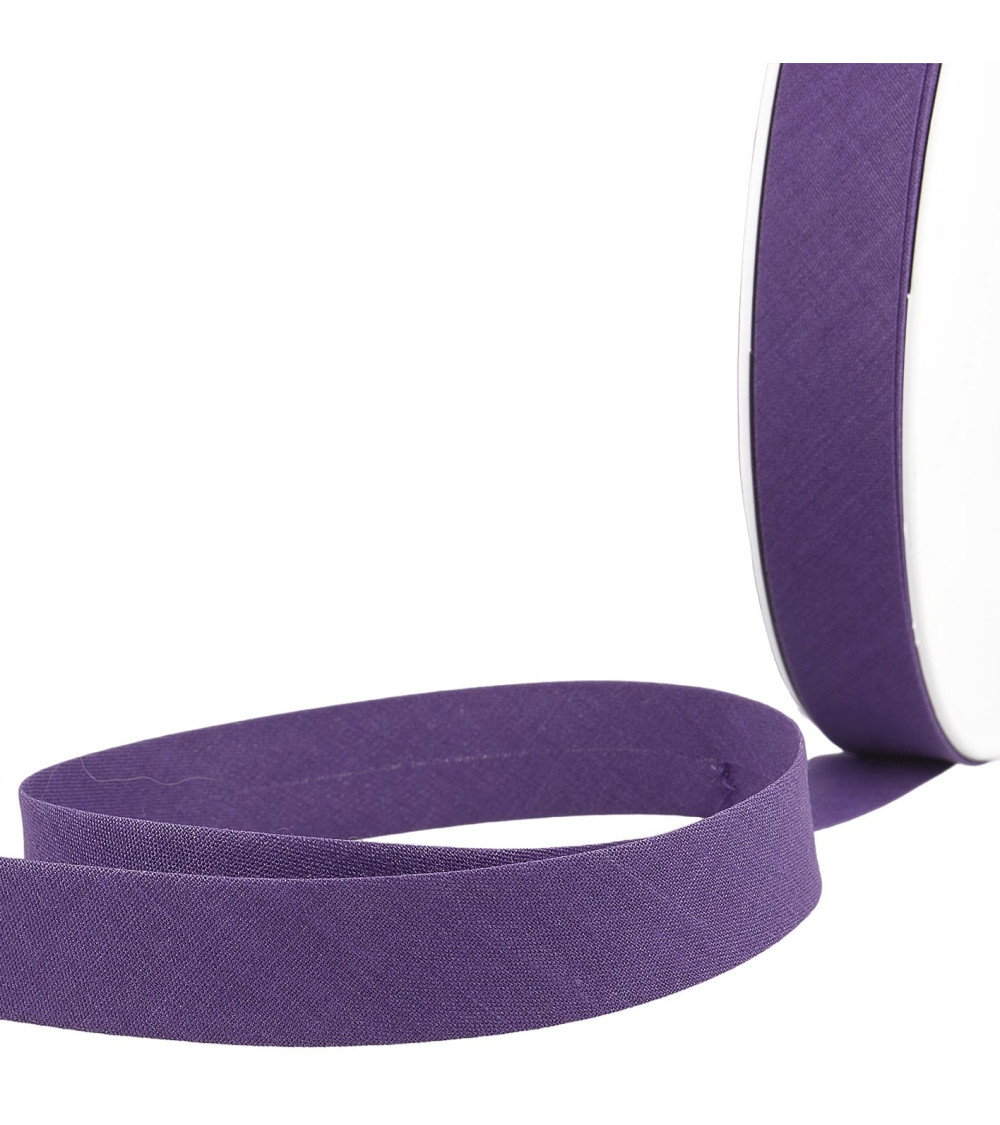 Folded bias all dark purple textile per meter made in France