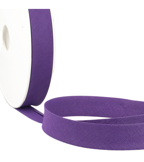 Folded bias all dark purple textile per meter made in France