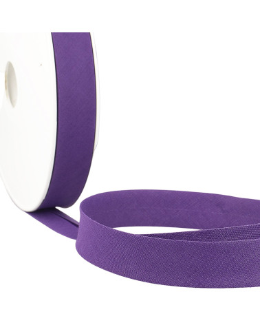 Dark purple all-textile folded bias by the meter made in France