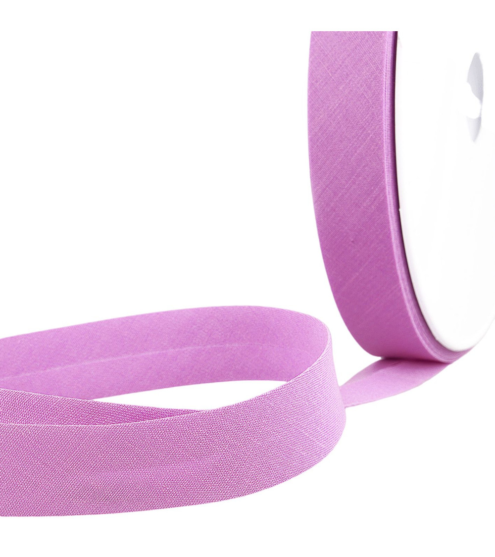 Disquete 40m doblado al bies todo textil morado hecho en Francia