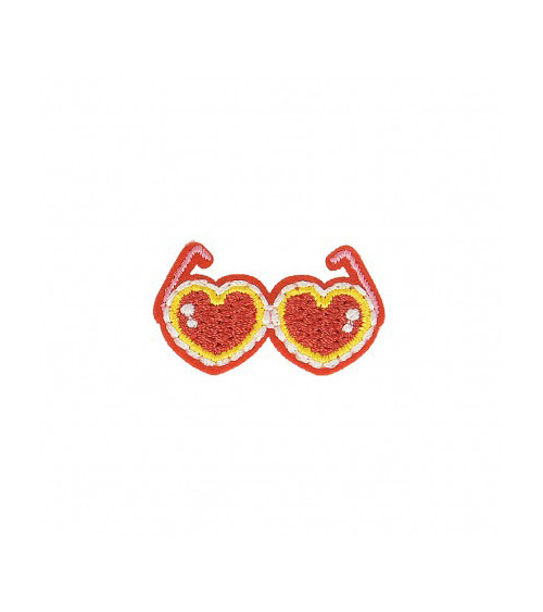 Iron-on patch Heart glasses 3.5cm x 2cm