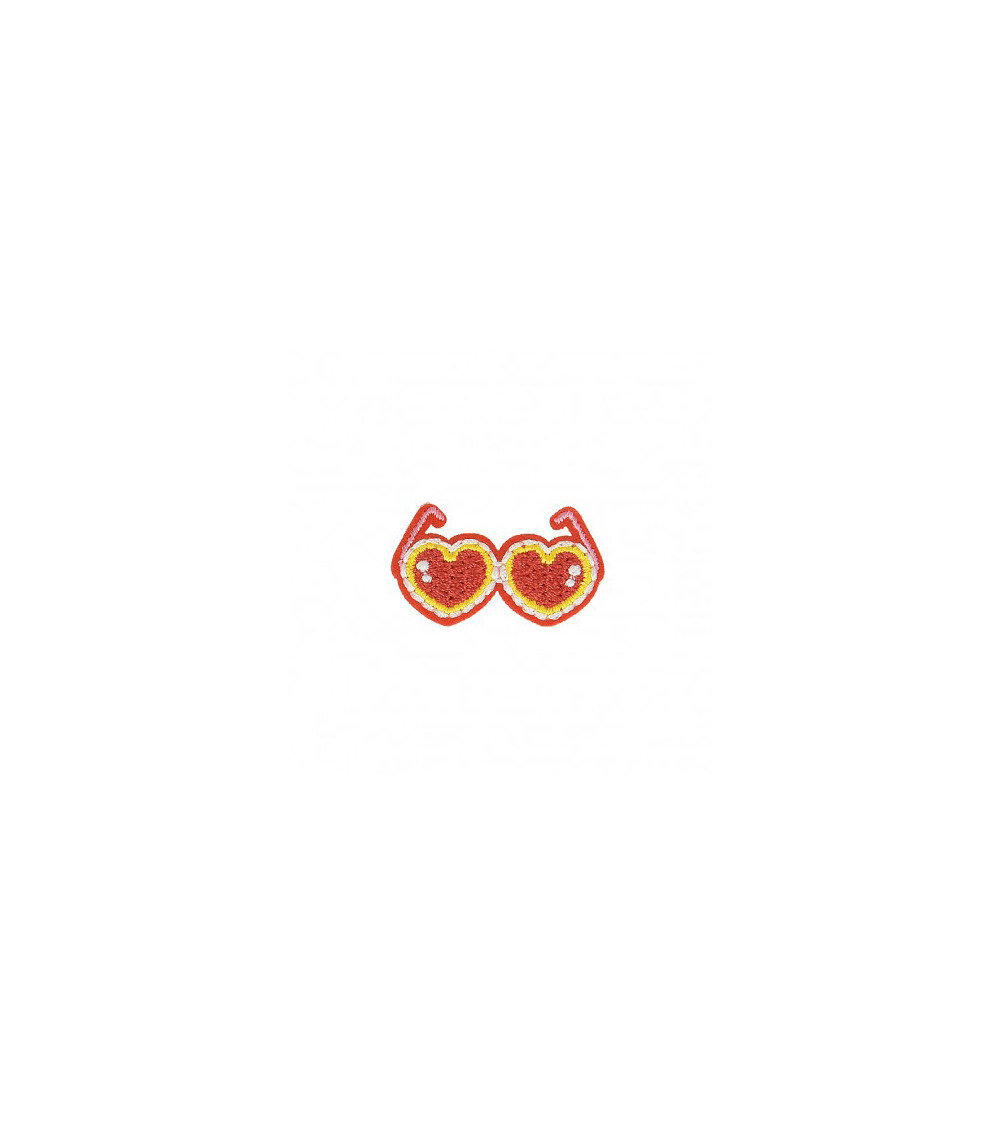 Ecusson thermocollant Lunettes cœur 3,5cm x 2cm Ecusson thermocollant Lunettes cœur 3,5cm x 2cm