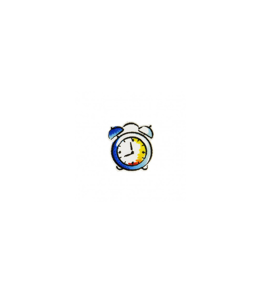 Blue Alarm Clock Iron-on Badge 2.5cm x 2.5cm