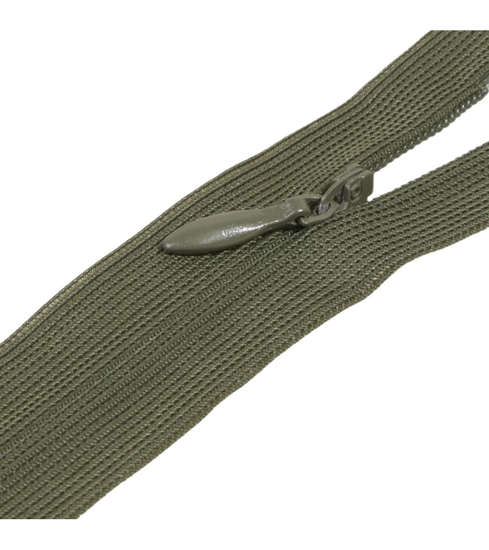 Adjustable non-separable invisible closure - dark khaki green